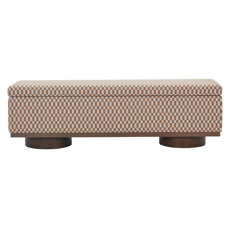 Banc de rangement Morje, Bouclette brune, Noyer