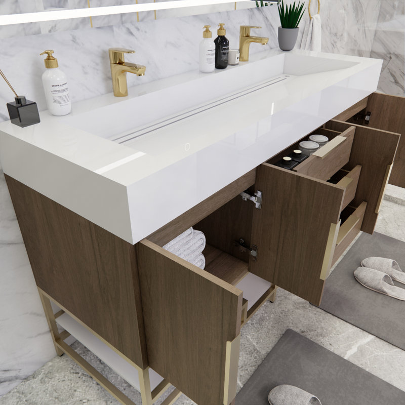 Ensemble de meuble-lavabo double 59 po Glasgow, Chêne clair