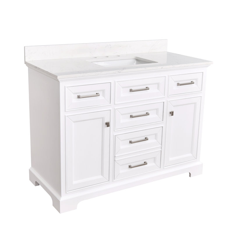 Meuble-lavabo rectangulaire 48 po avec lavabo rectangulaire en pierre d'ingénierie Angela