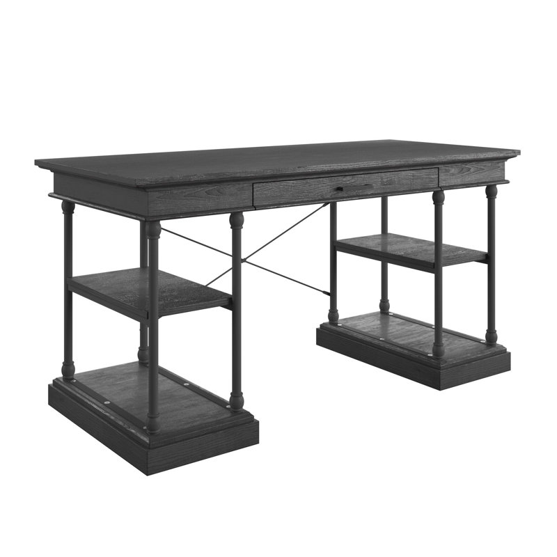 Kyler Solid Wood Top Writing Desk, Black