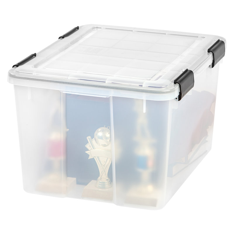 Clear Heavy-Duty Stackable Plastic Storage Box with Lid, 1.6 gal