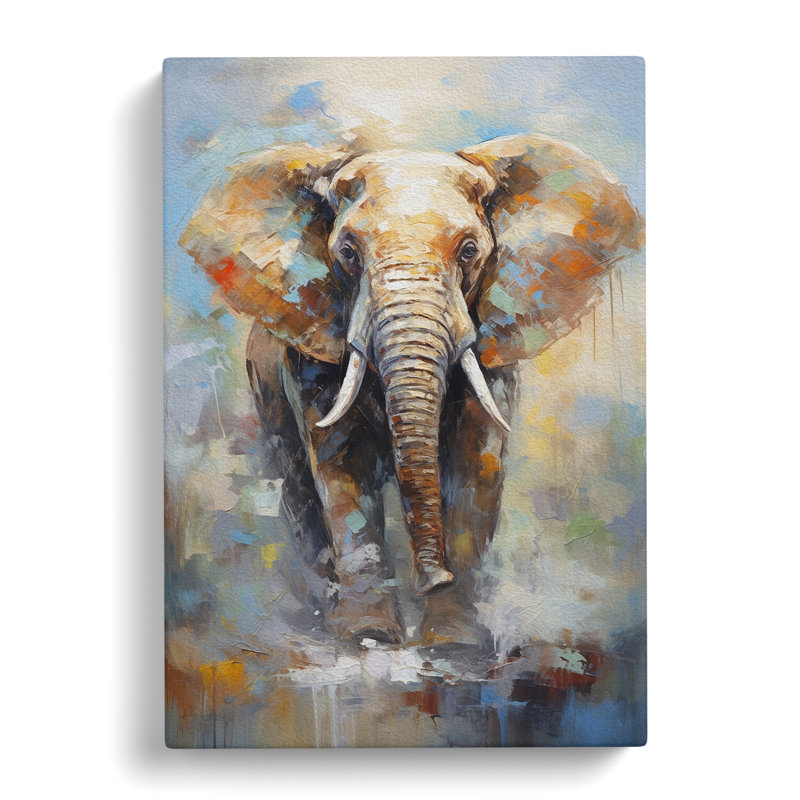 Elephant Impressionism No.2 - No Frame Print, 76cm H x 50cm W x 3cm D