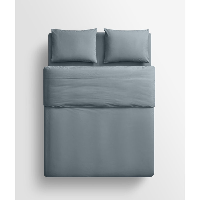 Percale Sheet Set, Gray Blue, Queen
