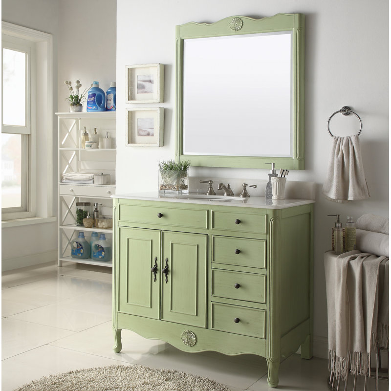 Ensemble de meuble-lavabo simple 38 po Medina, Vert vieilli