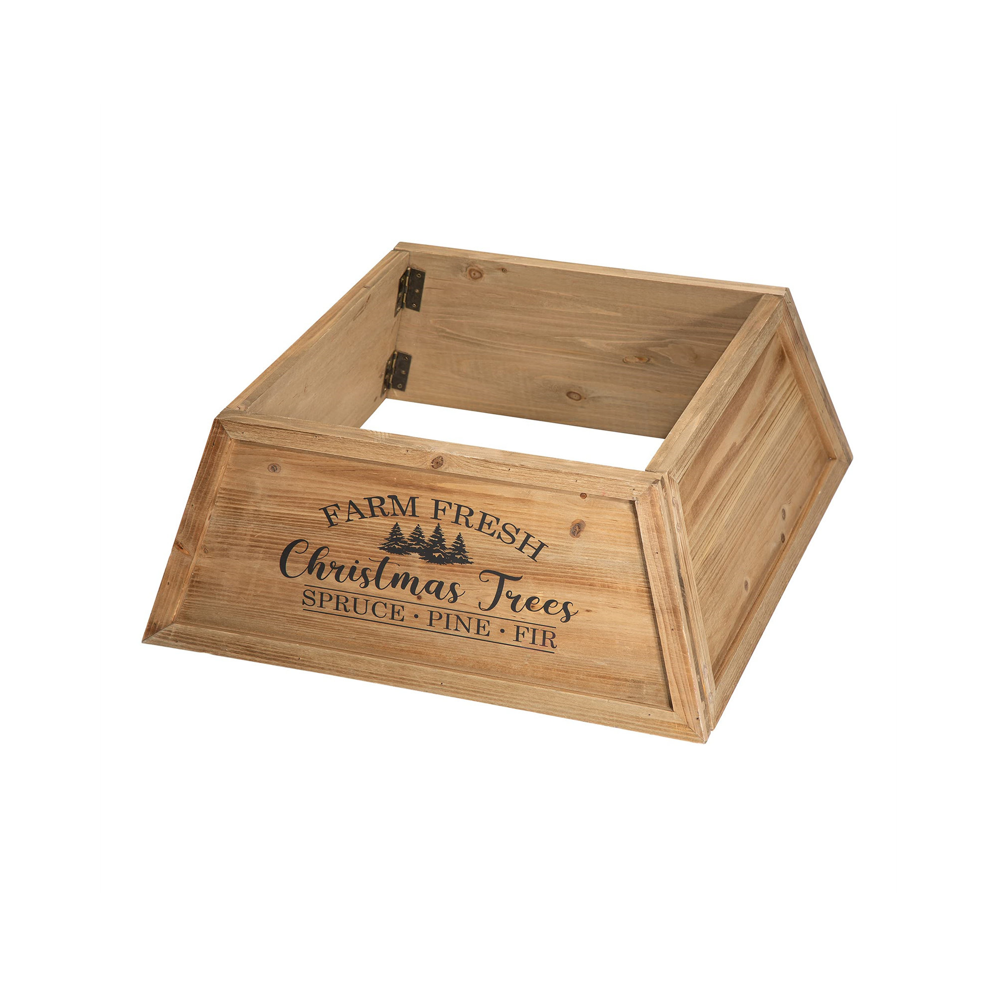 Wooden Trapezoid Christmas Trees Collar, Natural, 26"