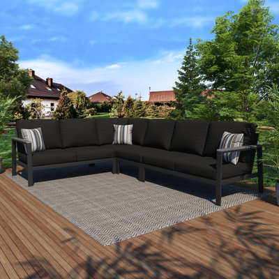 Townsend Outdoor 6 Person Sectional Seating Group With Sunbrella Cushions