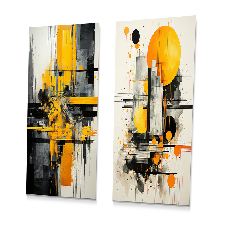 Cortnei - ensemble de 2 reproductions de collages abstraits en métal, H 28 po x l 24 po