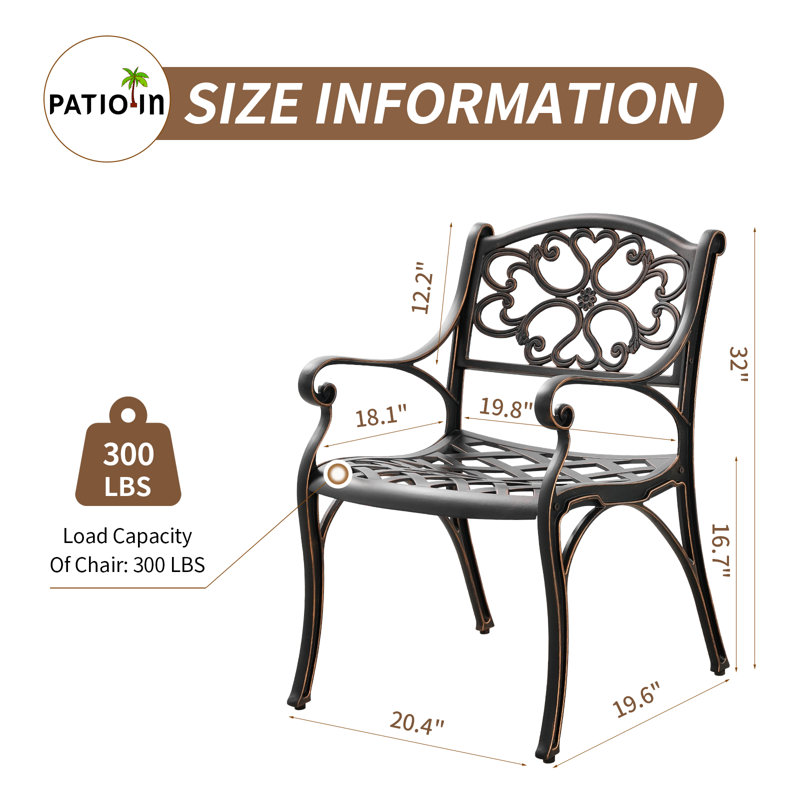 Ensemble de 2 chaises d'extérieur en fonte d'aluminium pour patio
