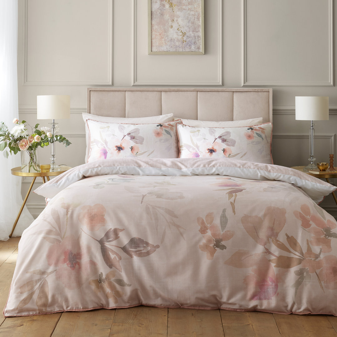 Mia Floral Blooms Cotton Floral Duvet Cover Set
