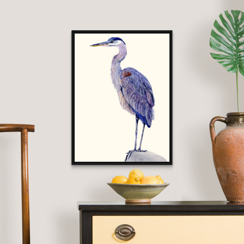 «Heron Study I», art mural sur toile, Toile encadrée noire, H 26 po x l 20 po x P 2 po