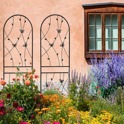 4 treillis de jardin 71 po x 19,7 po en métal, antirouille, noir, support à fleurs pour l'extérieur, facile à assembler