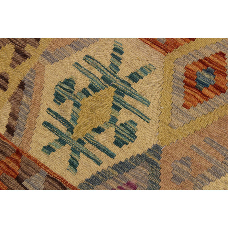 Tapis brun / vert en laine fabriqué à la main 5 pi 1 po x 6 pi 8 po Madee