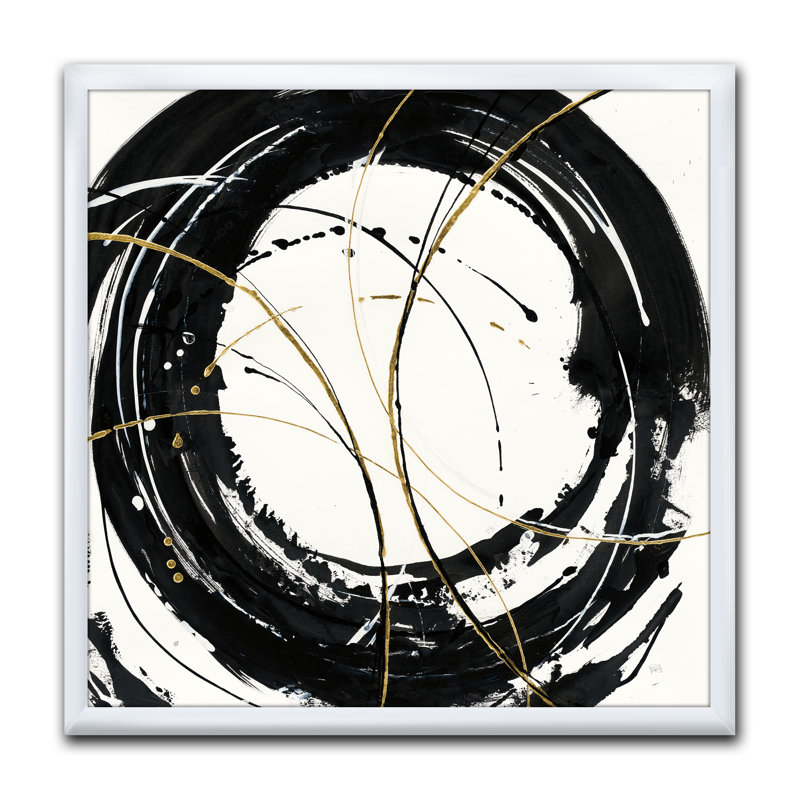 «Gold Metallic Circle», reproduction sur toile encadrée, Cadre blanc, H 16 po x l 16 po x P 1 po