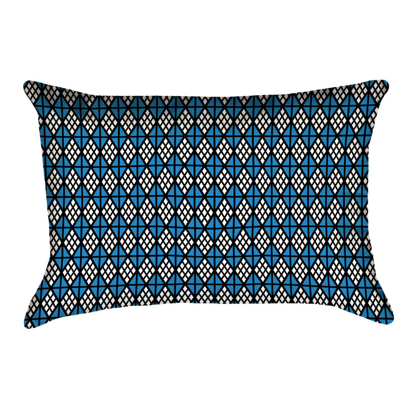 Coussin Katelyn Elizabeth, Noir / Bleu, Polyester sergé