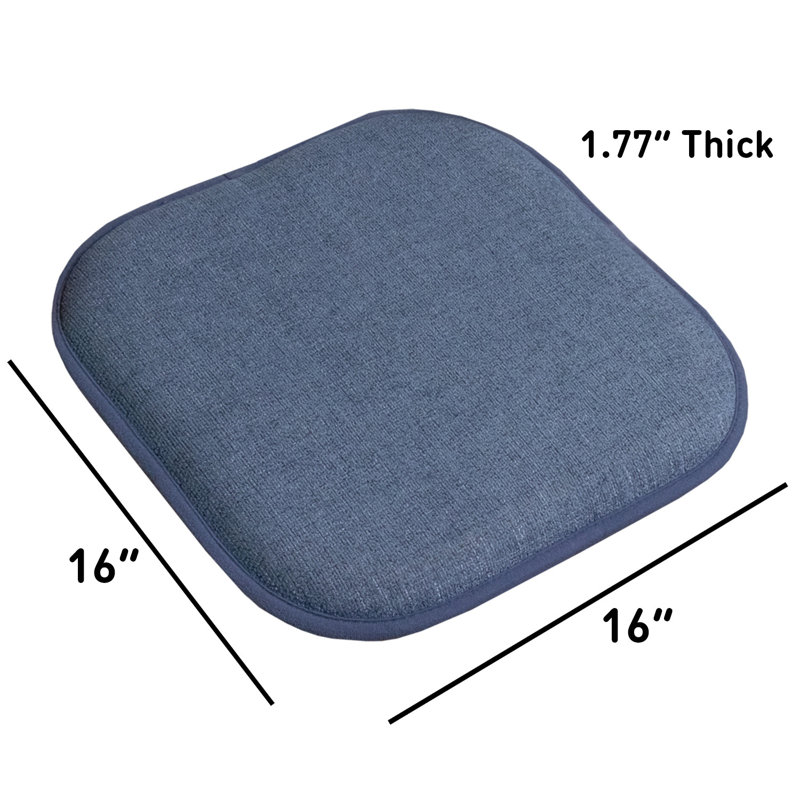 Alexis Memory Foam No Slip Back 16" x 16" Chair Pad Cushion, Denim, 12-Pack