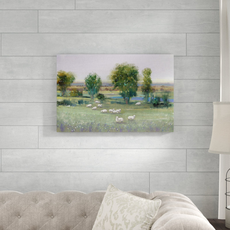 Field Of Sheep I by Timothy O' Toole - Painting, 51cm H x 76cm W, Paper Print