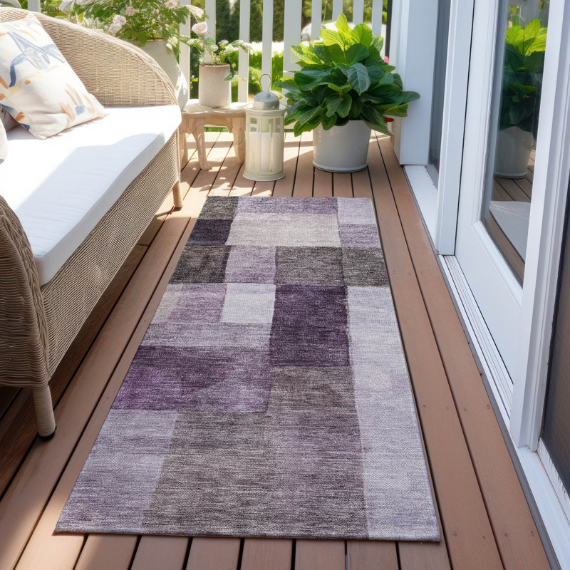 Tapis aubergine intérieur / extérieur lavable à la machine Cicel ACN1190, Tapis de couloir 2 pi 3 po x 7 pi 6 po