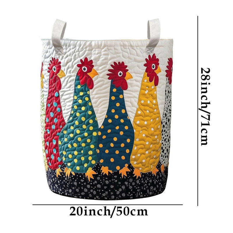 Quilted Laundry Basket Boho Fabric Floral Storage Hamper For Nursery Bedroom Laundry Room Clothes Toys
