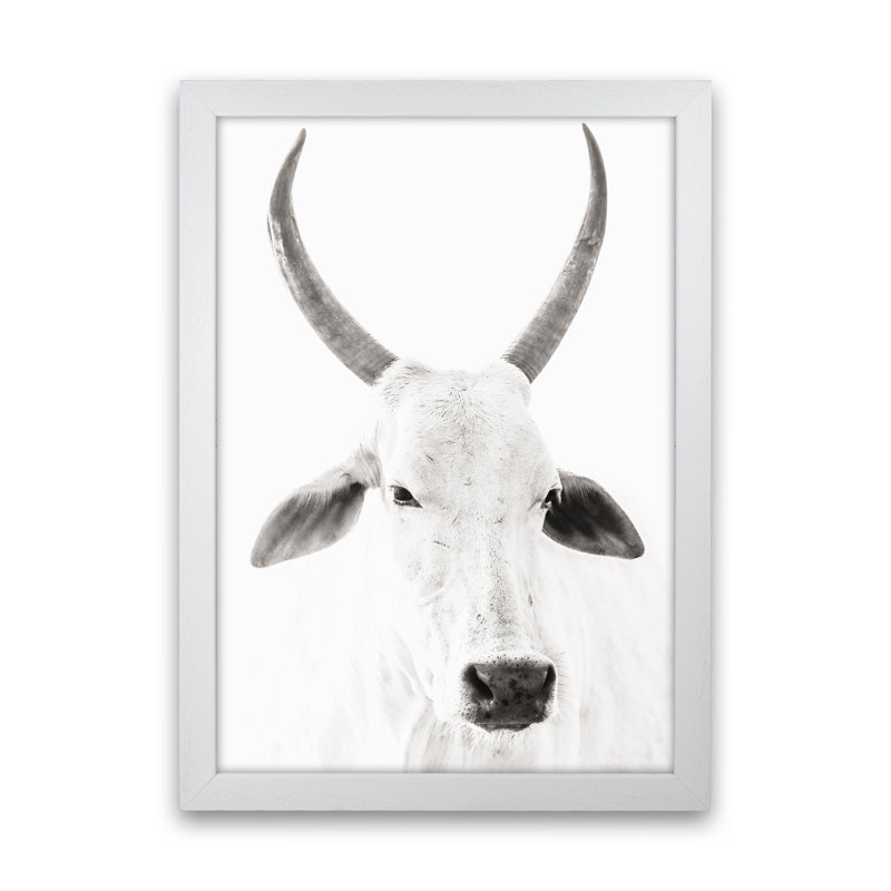White Cow I by Victoria Frost - Single Picture Frame Print, 88cm H x 64cm W x 3cm D, White Framed