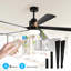 Ventilateur de plafond moderne en bois avec lumière et télécommande, moteur à courant continu réversible à 6 vitesses et ventilateur de plafond