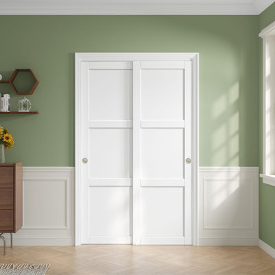 3-Panel Bypass Sliding Closet Doors With Installation Hardware Kit
