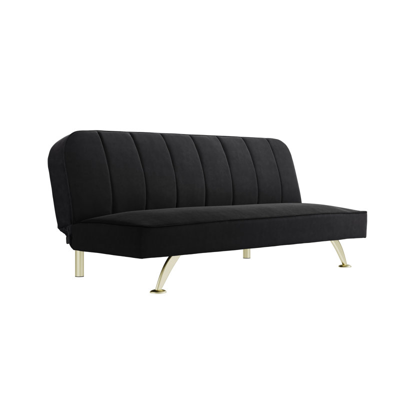 Burlington 2 Seater Sleeper, Velvet, Brushed Gold, Black