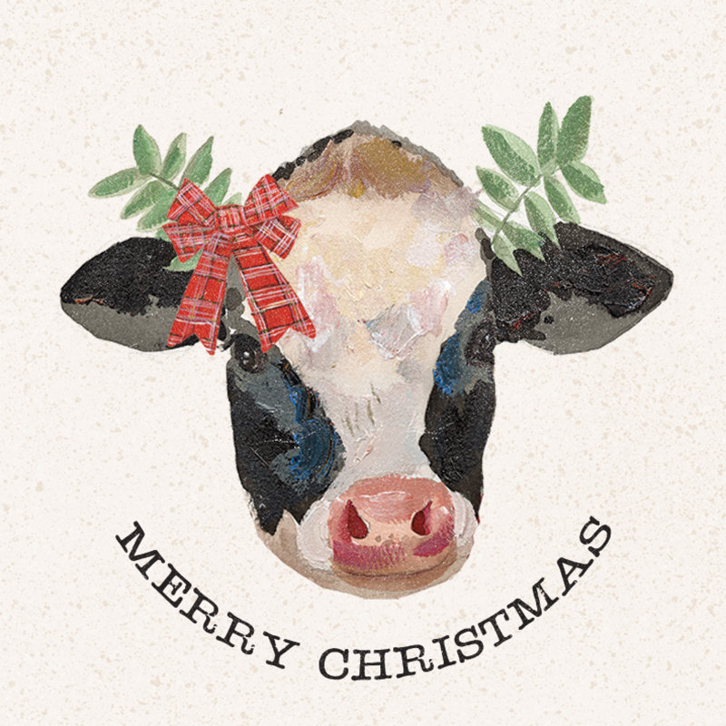 Christmas Cow - Wrapped Canvas Print, 30cm H x 30cm W