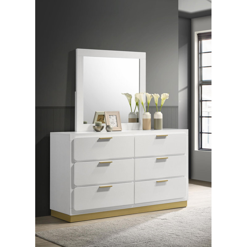 Miroir pour commode Laubach, Blanc
