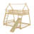 Twin Over Queen House Bunk Bed With Climbing Nets And Climbing Ramp-1497566347