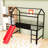 Twin Metal House-Shaped Loft Bed With Slide And Writing Board-119618982