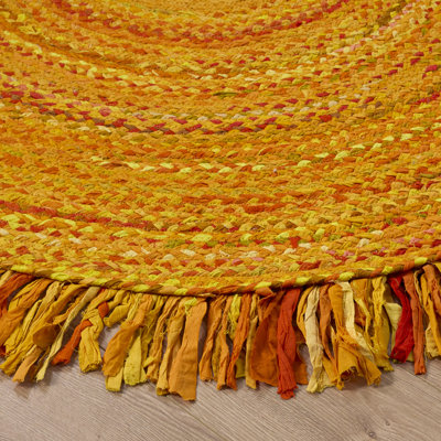 Kelling Solid Colour Handwoven Cotton Area Rug in Gold