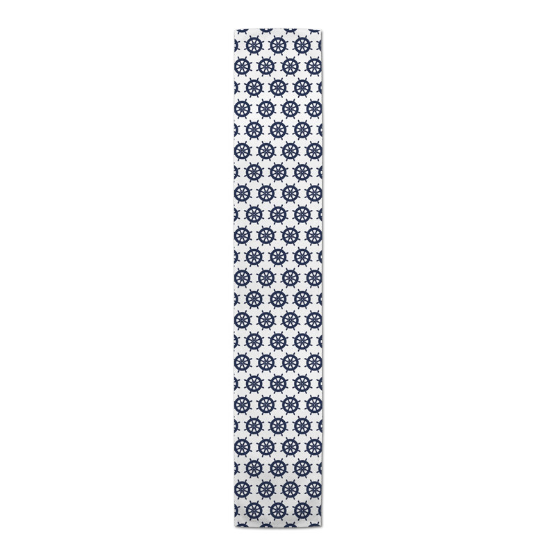 Chemin de table lapin Savarese, Marine, 72 po x 16 po, Abstraction 1