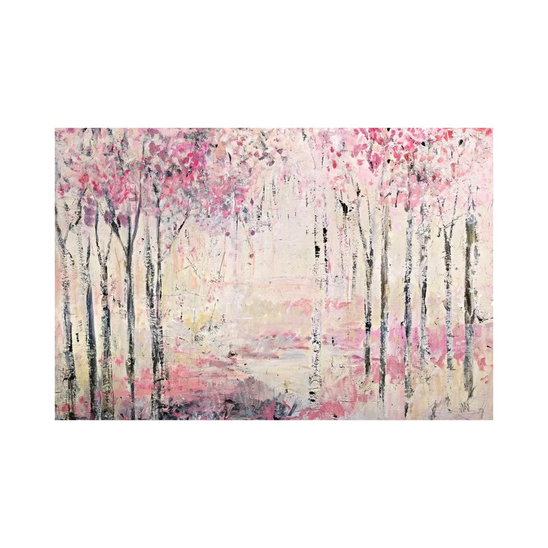 Reproduction d’art, "Pink Park" par Jodi Maas, Toile tendue, Pas de tapis, H 32 po x l 48 po x P 1,5 po
