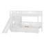 Lit superposé simple au-dessus de simple avec escalier de rangement, glissade et 2 tiroirs-119619911
