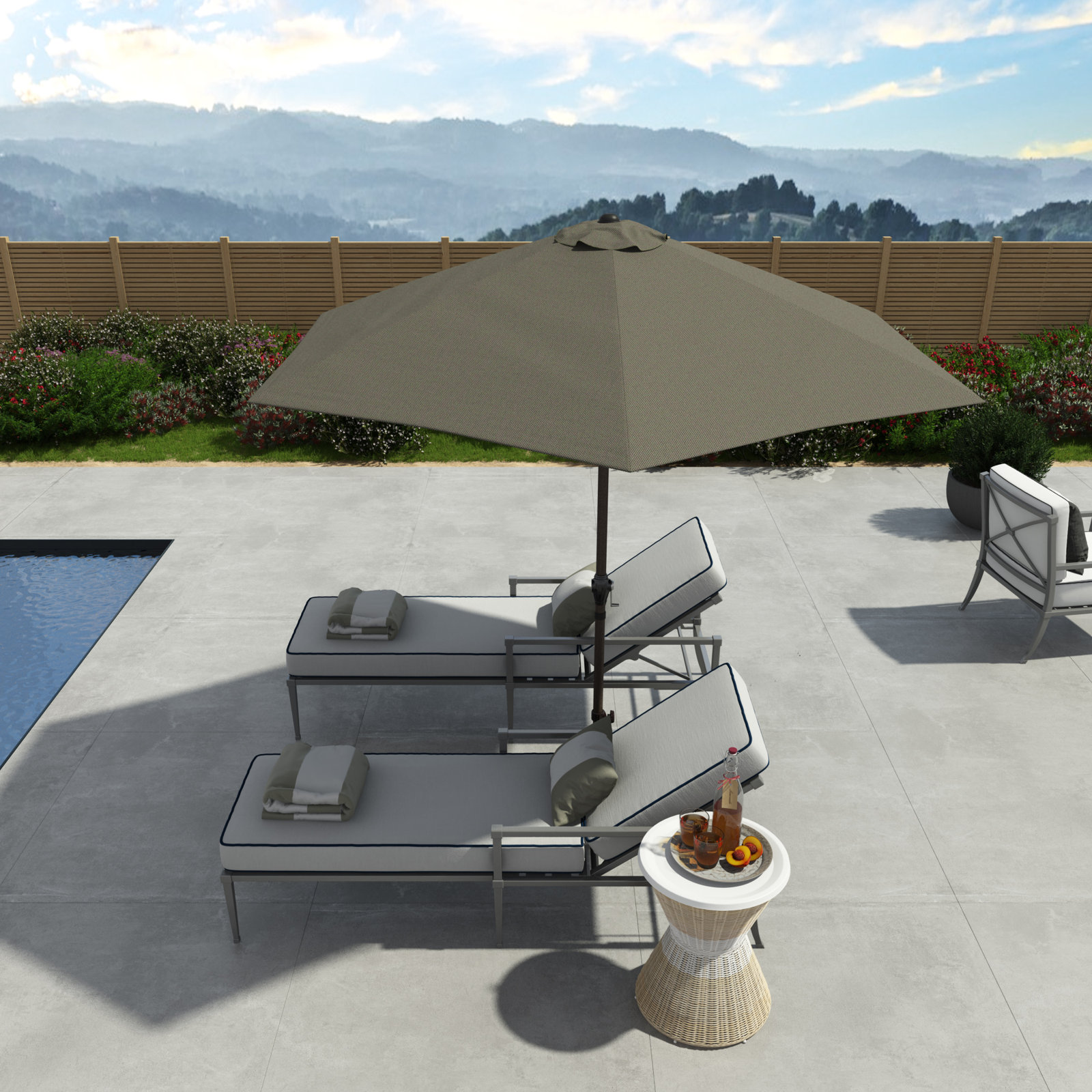 Astraea 108'' Outdoor Umbrella, Taupe - Polyester