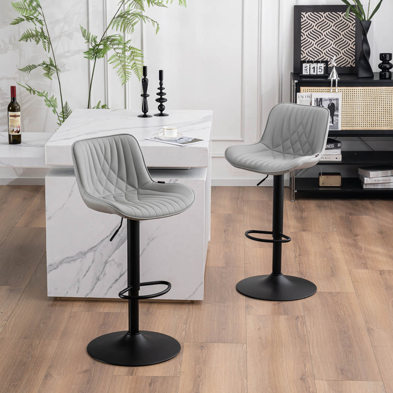 Swivel Bar Stools Modern Leather Upholstered Counter Stools for Kitchen Island, Adjustable Height Stools with Footrest for Home Bar