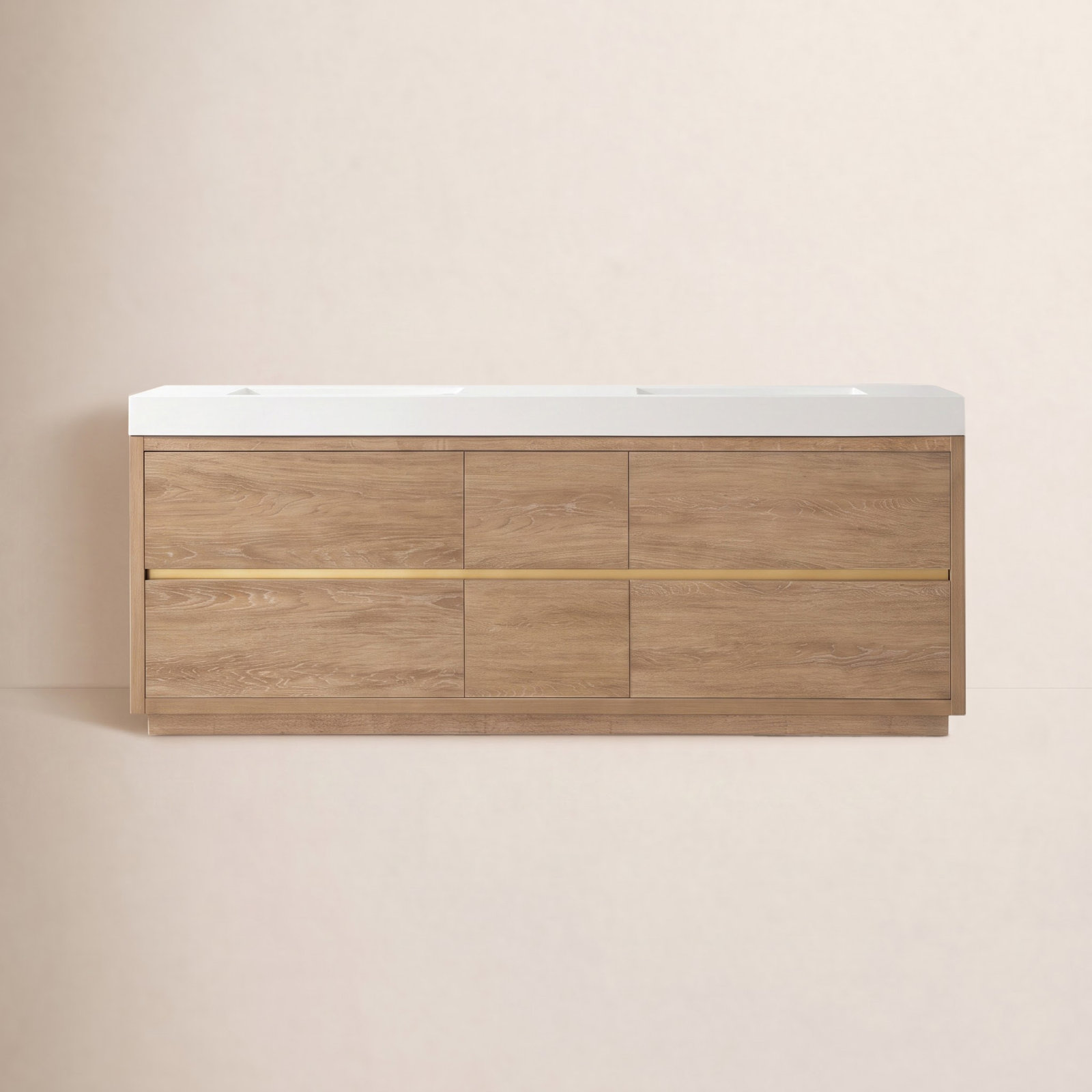 Beira 84" Double Bathroom Vanity, North American Oak