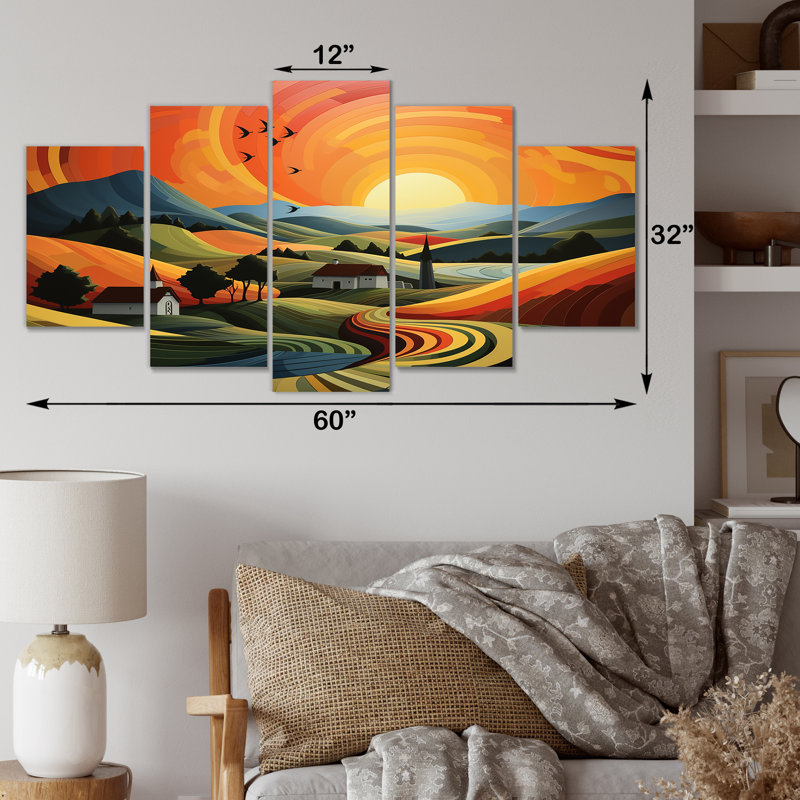Minimaliste Indiana Farm Countryside I - Barns Multipanel, décoration murale