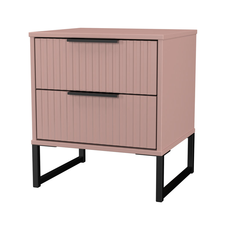 Chaelynn 45cm W Manufactured Wood Bedside Table, Pink