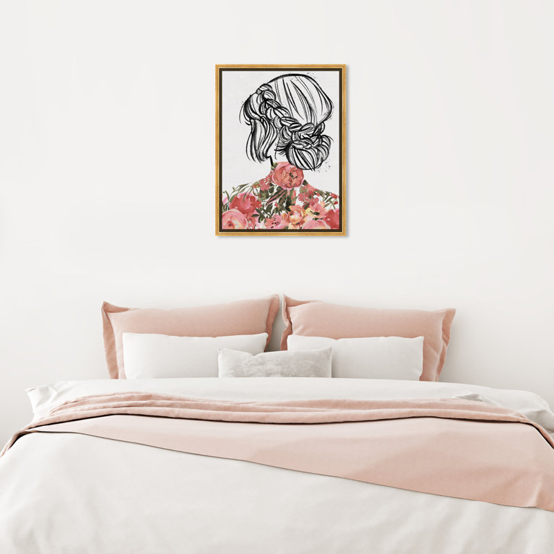 Portraits de printemps - peinture sur toile, H 24 po x l 16 po, Toile encadrée d'or