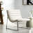 Contemporary White Leather Chair With Ergonomic Seat And Attractive Appearance Chic Soft Padding, Provides Comfort