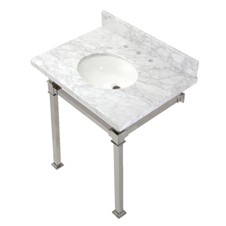 Monarch Marble Rectangular Console Bathroom Sink with Overflow