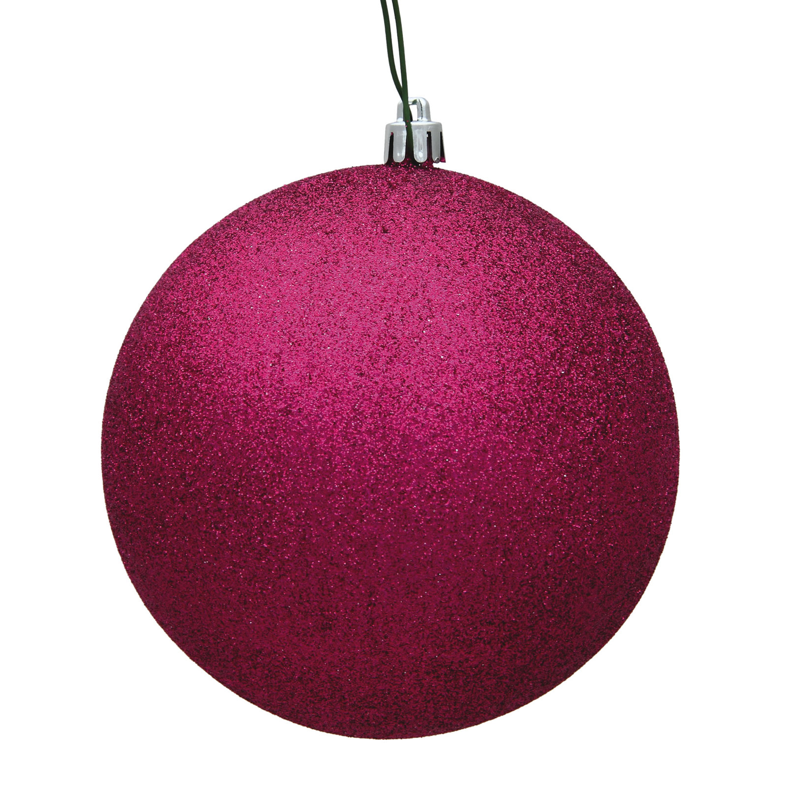 Ball Ornament, Fuchsia Glitter, 10" H x 10" W x 10" D