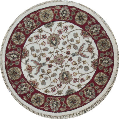 Tapis ivoire et rouge noué à la main de haute qualité