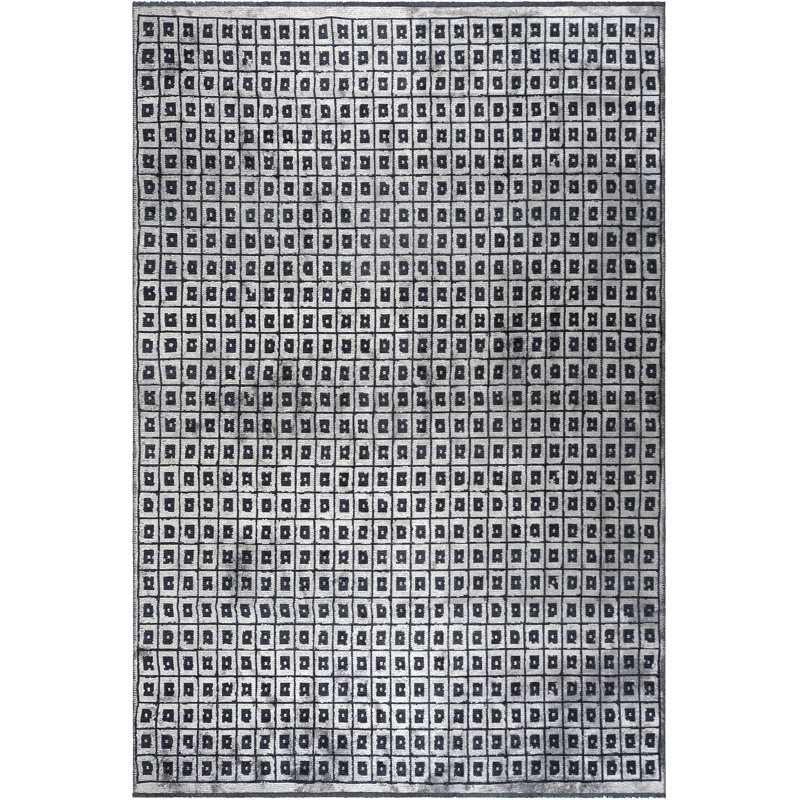 Rapture Checkered Area Rug in Gray/Black, Rectangle 7'10" x 9'10"