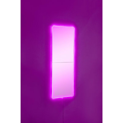 Modern LED Lighted Mirror with Shutterproof Unbreakable Design, Pink Color, 8 x 31.5 inches | 5 mm Thick Acrylic with MDF Backing | Features 12V Neon Stripes, 2 Pieces (8 x 15.7 inches Each) | Perfect for Stylish Home Décor
