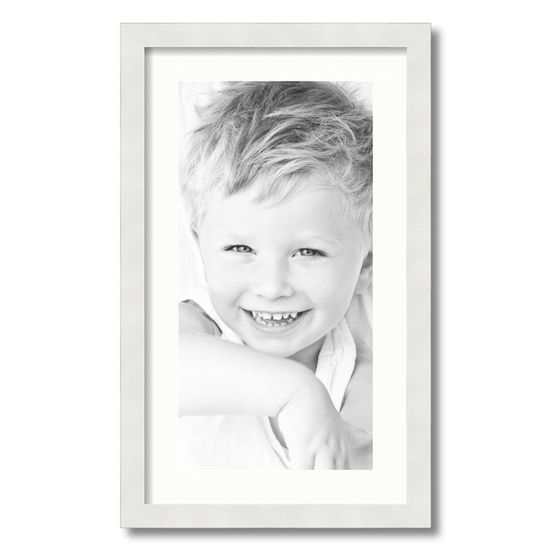 White Matte Picture Frame with Mat, Fabric White