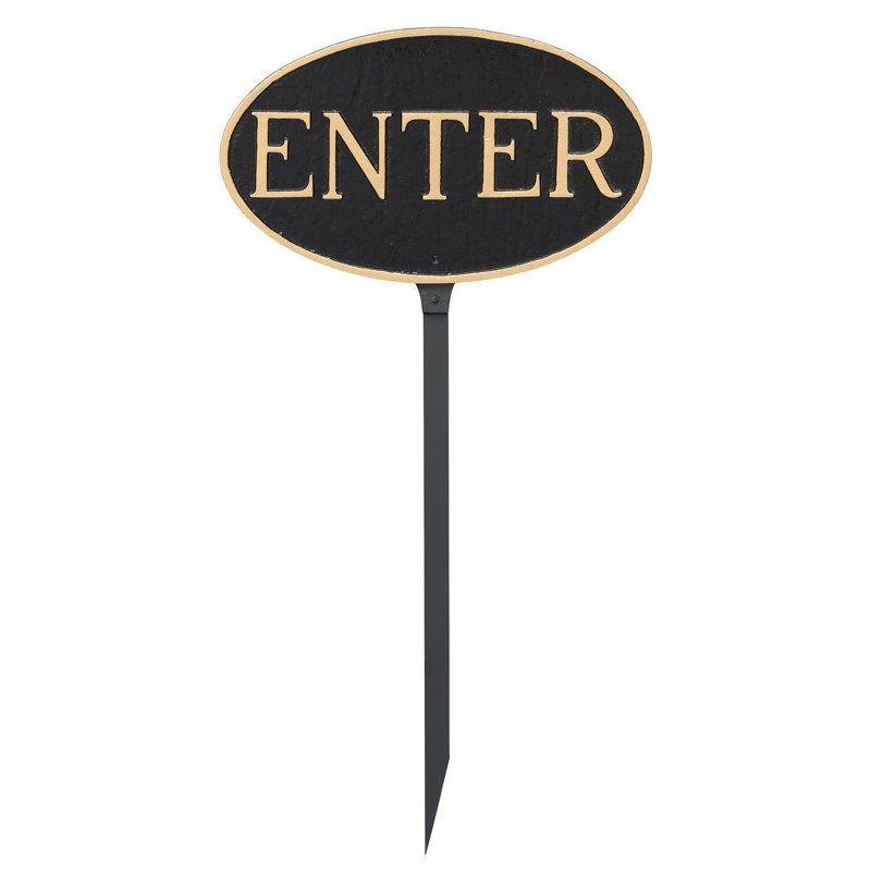 Enter Statement Garden Sign, Black/Gold