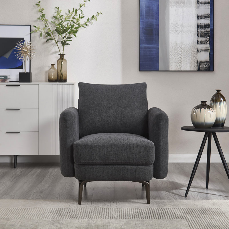 Sofia 1 Seater Fabric Accent Chairs, Charcoal