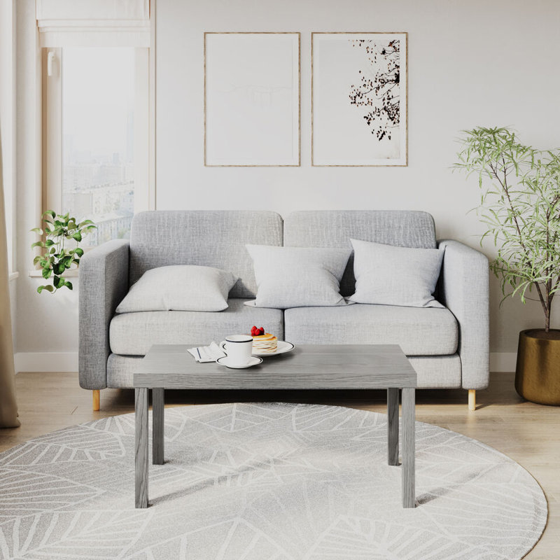 Rosmely Solid Wood Four Leg Coffee Table, Cedar Grey